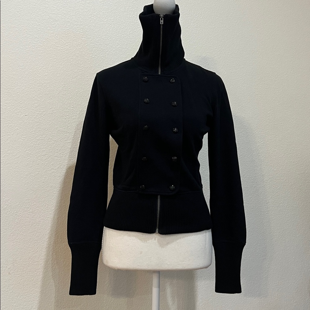 Banana Republic Black Zip Up Button Up Sweater Jacket Womens Small